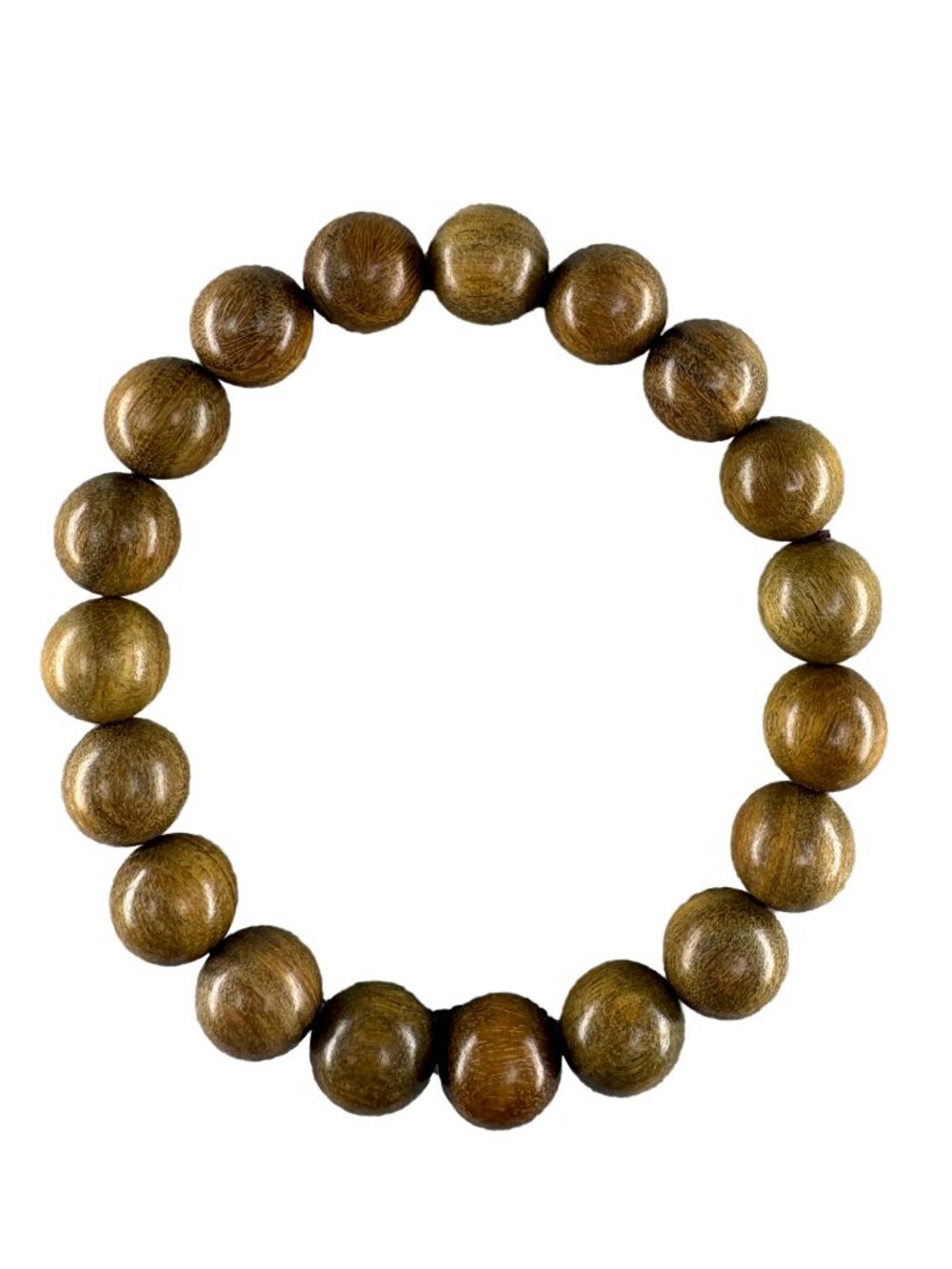 Natural Green Sandalwood Bead Bracelet 10mmx19 Mala Prayer 13.6g